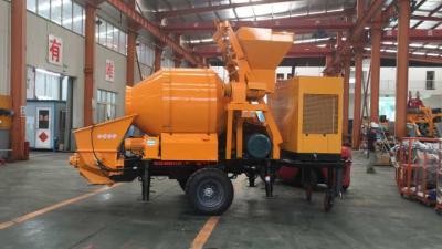 China Trailer Mobile Concrete Mixer with Pump with 100m Steel Delivery Pipe Line on Sale for sale