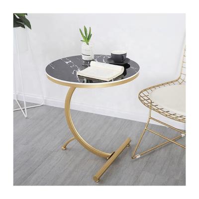 China Modern Luxury Coffee Tables Nordic Wrought Iron Round Marble Coffee Table for sale