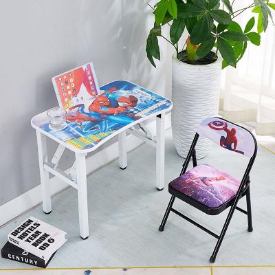 China Custom Minimalist Treatment Children Learning Simple Folding Kindergarten Baby Kindergarten Desks and Chairs Folding Chair Children's Tables and Chairs for sale