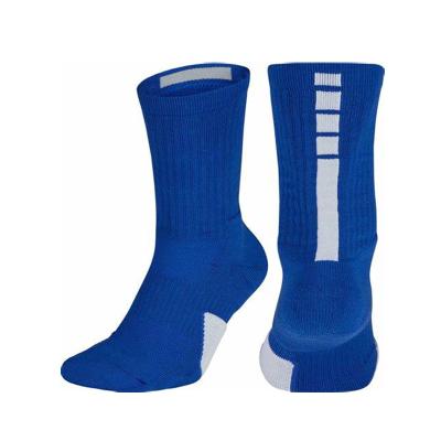 China Antibacterial Custom Elite Cotton Sport Mens Blue Basketball Socks for sale