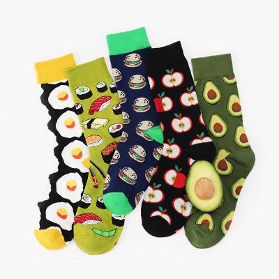 China Colorful Happy Cute Anti-Fault Fruit Pattern Print Crew Socks Women Custom Made for sale