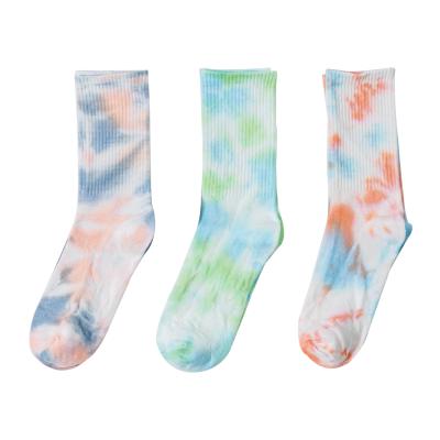 China QUICK DRY fashion logo crew tie dye colorful custom socks for men for sale