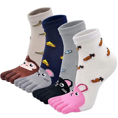 China Viable Children Five Toe Cute Cartoon Animal Five Finger Cotton Anti-skid Colorful Funny Socks for sale