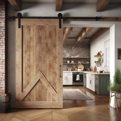 China RheTech Traditional K-Frame DIY Designs Modern Unfinished Pine Wood Solid Door For House Interior Slab Wood Sliding Barn Door for sale