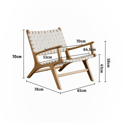 China Other Saddle Leather Lounger Unit Living Room Balcony Single Single Leisure Sofa Chair Solid Wood Small for sale