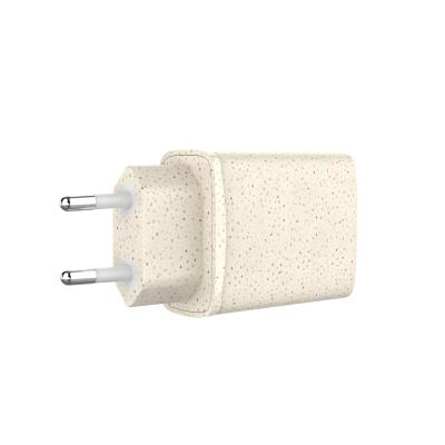 China Beige Degradable Straw USB Charger Power Travel Wheat Straw USB Adapters Mobile Phone Adapters PC ABS Quick Fast Single Left for sale