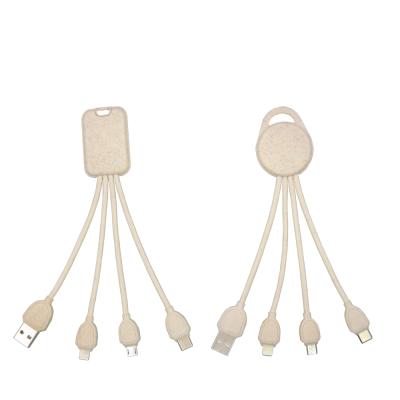 China Hot Selling Mobile Phone Wheat Straw Eco Friendly Biodegradable Material Lighting 8pin Type-C Mobile Phone Charger Micro USB Cable for sale