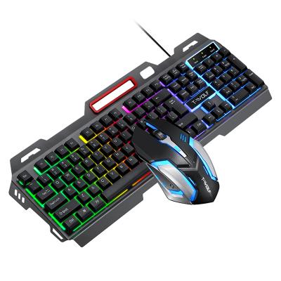 China Wholesale 104 Keys Anti-Drop Light Up ABS Keyboard Black RGB Wired Mechanical Gaming Keyboard And Mouse Set For PC for sale