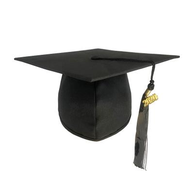 China School Customized Classic Black Graduation Matte Cap and Tassel With Adjustable Elastic and Year Date for sale