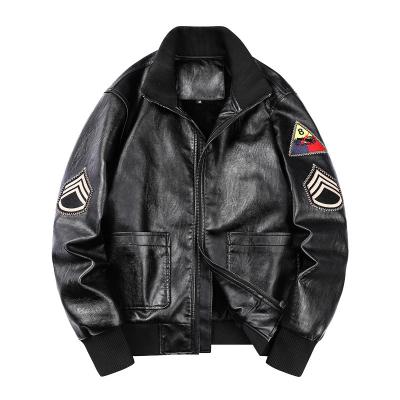 China Waterproof Fashion Outdoor Wear Mens PU Leather Jackets Custom Windbreaker Clothing Black Waterproof Faux Leather Jacket For Men Logo for sale