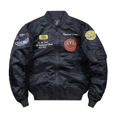 China Sustainable High Quality Men's Nylon Bomber Jacket With Embroidery Patch Wholesale Flight Jacket For Men Custom Men Baseball Zip-up Coats for sale