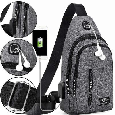 China Oxford Outdoor Travel Small Crossbody Sling Backpack Women Oxford Chest Bag with Headphone Hole USB Charge Port for sale