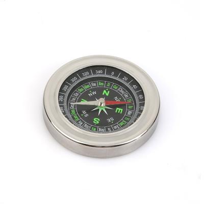 China Pointing Guide 60mm Mini Stainless Steel Survival Pocket Compass For Boating Camping Hiking Compass for sale