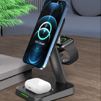 China 2022 New High End Mobile Phone MP3 GPS Tablet 3 in 1 Wireless Charger Fast Charging 15W Wireless Charger for sale