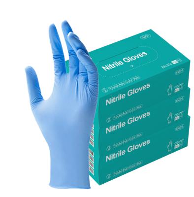 China Hand Protection EN374 Nitrile Gloves Bulk Production Line CE Modulus Disposable Safe B and C2 Labor Blue Color Glove for sale