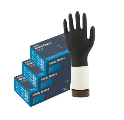 China Black Hand Protection Nitrile Gloves Health EN374 Black Glove Factory for sale