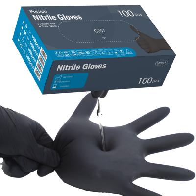 China Best Defensive Position Black Glove Powder Gloves Hand Protection Nitrile Price for sale