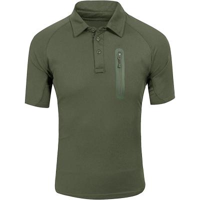 China Polyester tactical quick dry t-shirt for men's polo shirt with welded zipper for sale