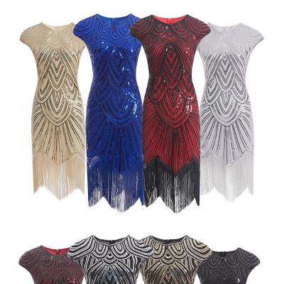 China Coldker Antistatic Vintage 1920 American And European Movie Dress Fringe Woven Sequined Dress for sale