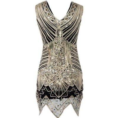 China Anti-Wrinkle Women's 1920s Flapper Dress Crystal Sequin Embellished Fringed Gatsby Dress for sale