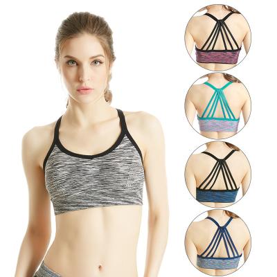 China Breathable Sports Bra Women Push Up Seamless Multiple Straps Jogging Crop Top Female Tops Fitness Yoga Vest Shockproof Sports Bras For Women for sale