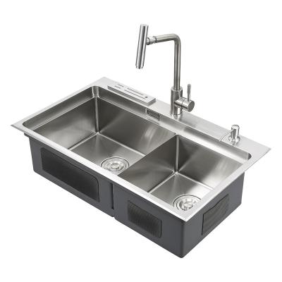 China Without Bowl Handmade 304 Stainless Steel Kitchen Sink Zhongshan Aifia Double Faucet Kitchen Sink JDBSG-8250-B for sale