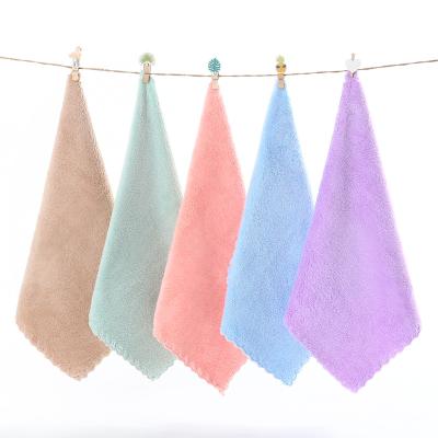 China Multi Color Coral Fleece Quick Dry Soft Super Absorbent Square Hand Towel QUICK DRY Logo Accept for sale