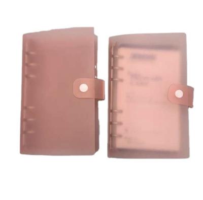 China Office Supplies Size Personal Pink 6 Ring Binder Snap Button Frosted Plastic Translucent Pink for sale