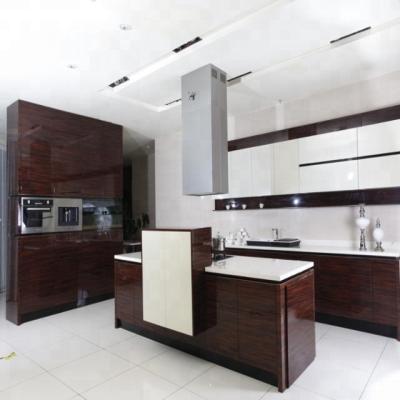 China Direct Selling Modern Environmentally Friendly Veneer Kitchen Island High Gloss Wood Cabinet Without Handle for sale