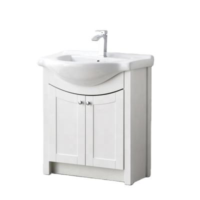 China Environmental Friendly Single Sink Shaker Double Doors Modern Glossy Lacquer Free Standing White Vanity for sale