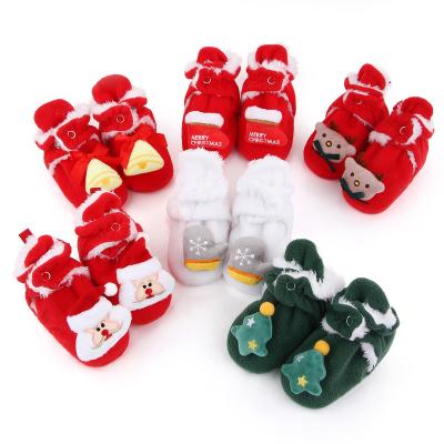 China New Style Anti-slippery Christmas Soft Shoes for Lovely Kids Girls Baby Christmas Shoes for sale