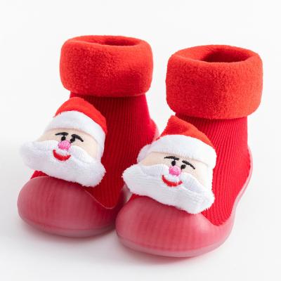 China 2021 Christmas Anti-slippery Baby Shoe Bumps Toy Terry Thick Winter Anti Slip Bowknot Rubber Unique Shoe Socks for sale