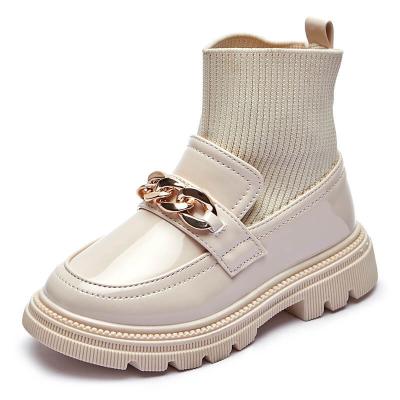 China Breathable Stretch Anti-slippery Knitted Leather Boots for sale