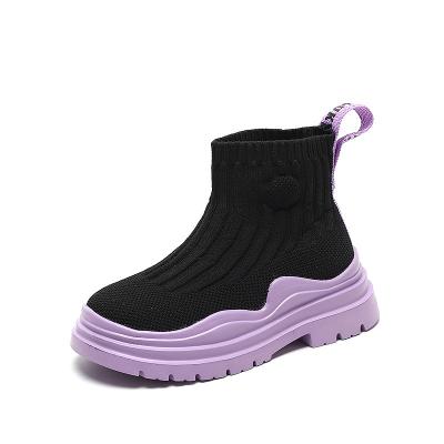 Cina 2021 Children's White Shoes Autumn Shoes Socks High Top Sneakers Kids Girls Light Weight Non-Slip Upper Footwear Shoes in vendita