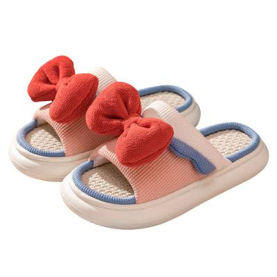 China Four Seasons Summer Home Slippers Women Sandals Breathable Cute Cotton 2022 New And Couples Non-slip Canvas Slides for sale