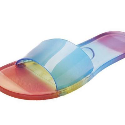 China CUSHIONING 2022 New Women One Line Slippers Head Flat Bottom Round Transparent Slides for sale