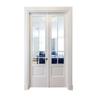 China Front Modern Aluminum French Aluminum Internal Single Entry Casement Tempered Glass Tempered Glass Metal Decoration Swing Frame House Wood Doors for sale