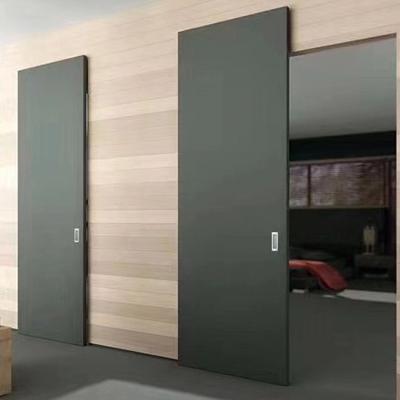 China Wall Mounted Solid Wood Interior Modern Hidden Fire Protection Pocket Doors House Wood View Hidden Track Sliding Barn Door Kit for sale