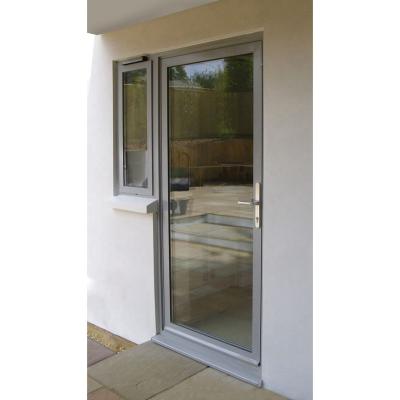 China Heat Insulation Gray Casement Aluminum Single Exterior Glass Door 32x80 for sale