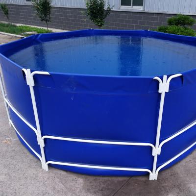 China Got install video PVC tarpaulin Customized different shape  PVC Fish Pond Fish farming tank fish tank  with steel frame 1000L - 1000,000L zu verkaufen