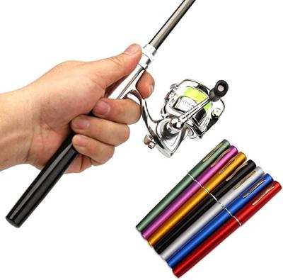 China Glass Pen Fishing Rod Reel Combo Set Mini Pocket Collapsible Fishing Pole Premium Telescopic Fishing Rod Kit + Spinning Reel Combo Kit for sale