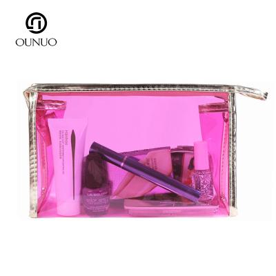 China 2021 hot sale summer fashionable colorful pvc transparent cosmetic bags with zipper for sale