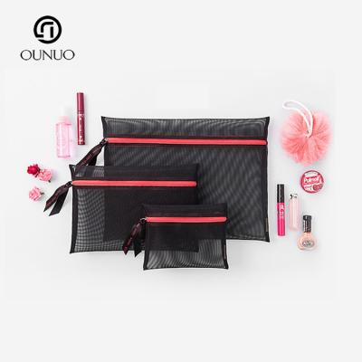 China New Design Summer Eco - Friendly Dry Clear Mesh Transparency Cosmetic Bag Black for sale