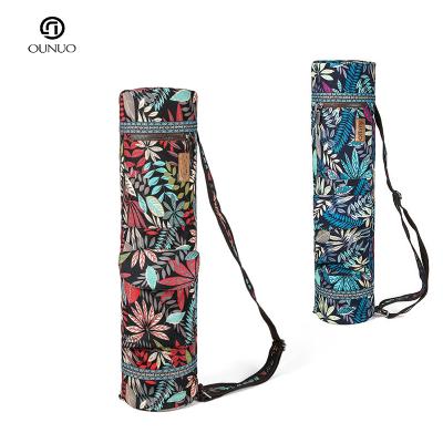 China exercise & Excellent Quality Canvas Design Logo Leather Yoga Mat Bag Carry Yoga Mat Bag Full Zipper Cargo Pouch Gym Bag for sale