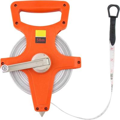 China ABS & Stainless Steel Industrial 50M Tape Measure Standard and Metric   Engineer's Open Reel Dual Sided Fiberglass Measuring Long Measuring Tape for sale