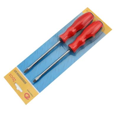 China Repair Used Promotional 2pcs 100mm 4 inch Plastic Red Handle Custom logo Magnetic Phillips Flat Screwdriver set for sale