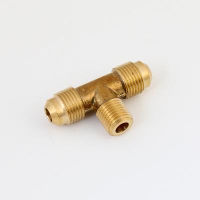 China Brass Gas Fittings NPT Thread Connector MPT Tee To Flare 45 Equal To 45 Flare Copper Pipe Fittings for sale