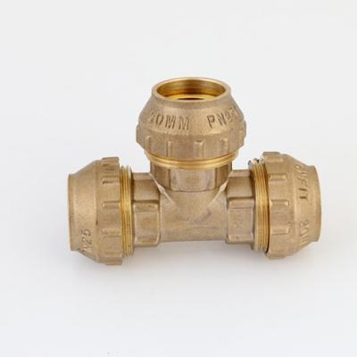 China Good quality brass tee compression fittings for pe pipe equal for sale