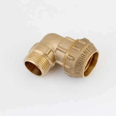 China 20mm25mm32mm 40mm50mm63mm Fit Brass Water Coupling Reducer PE Pipe Male Pipe Compression Elbow Equal for sale