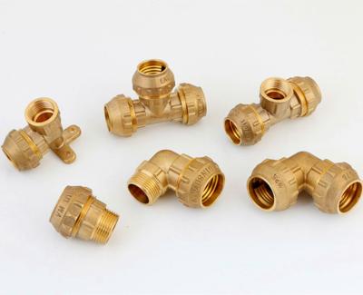 China Brass Compression Fittings For PE Pipe Plumbing Fittings PE Plumbing Fittings Materials Equal for sale